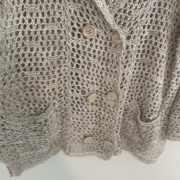 Free People Crochet Fish Net Boho Lagenlook Button Front Cardigan - Picture 6 of 8